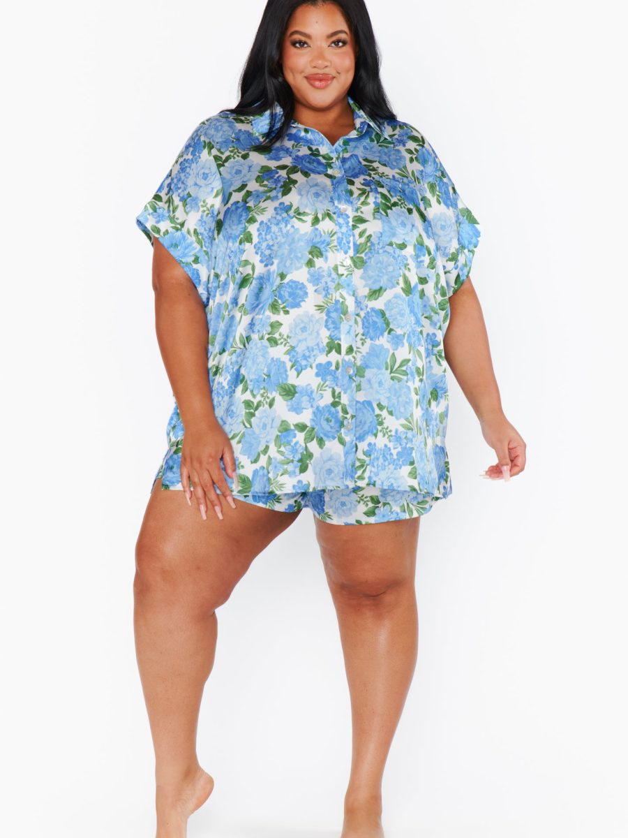 Best Day Button Up ~ Cottage Floral Blue
