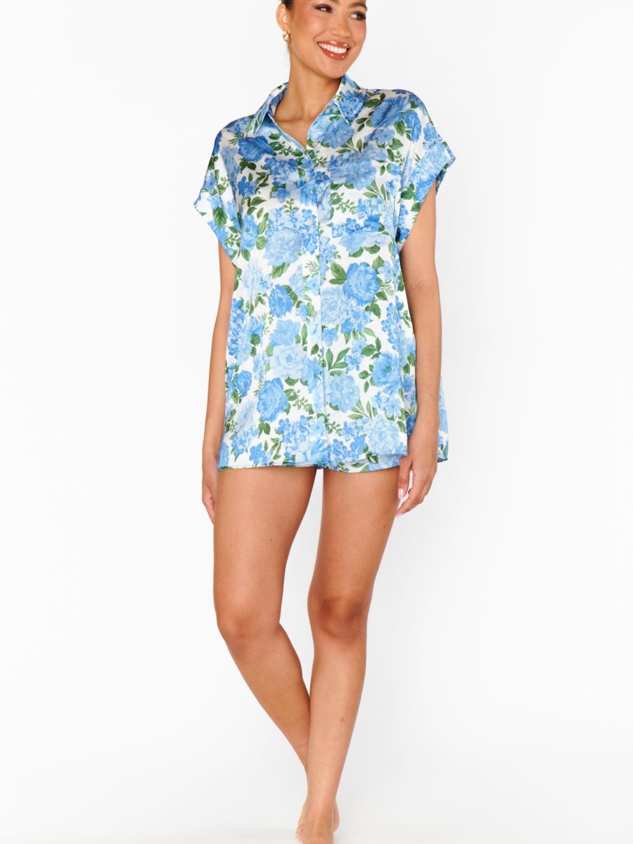 Best Day Button Up ~ Cottage Floral Blue