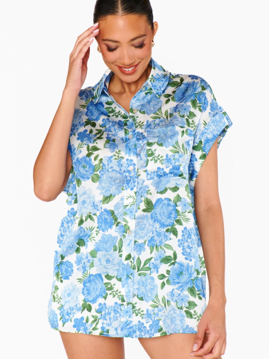 Best Day Button Up ~ Cottage Floral Blue