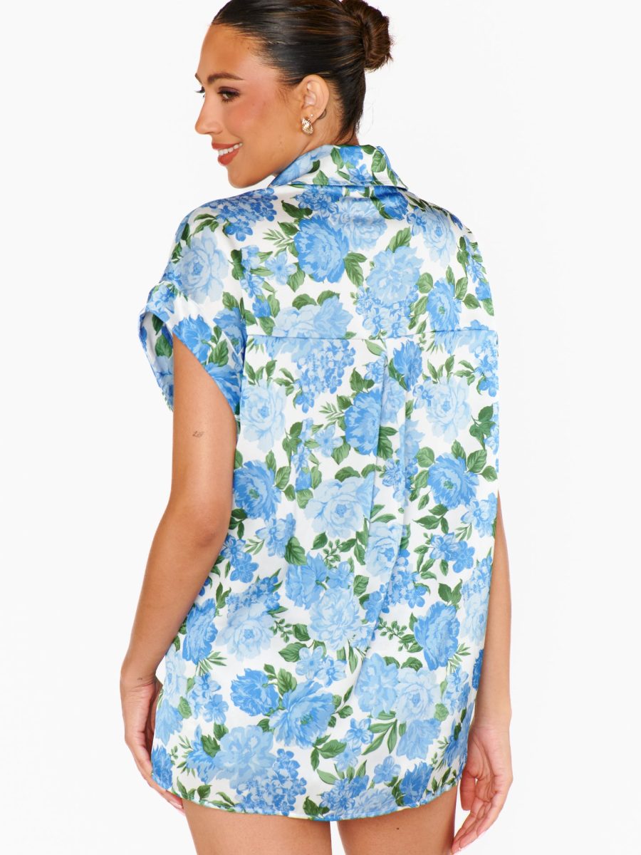 Best Day Button Up ~ Cottage Floral Blue