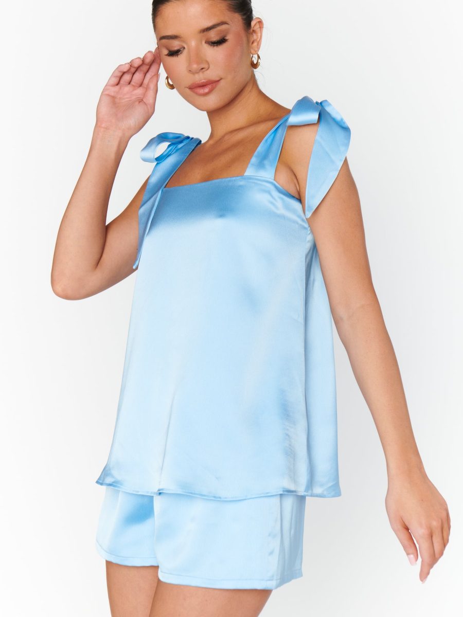 Makeup Tank ~ Baby Blue Luxe Satin
