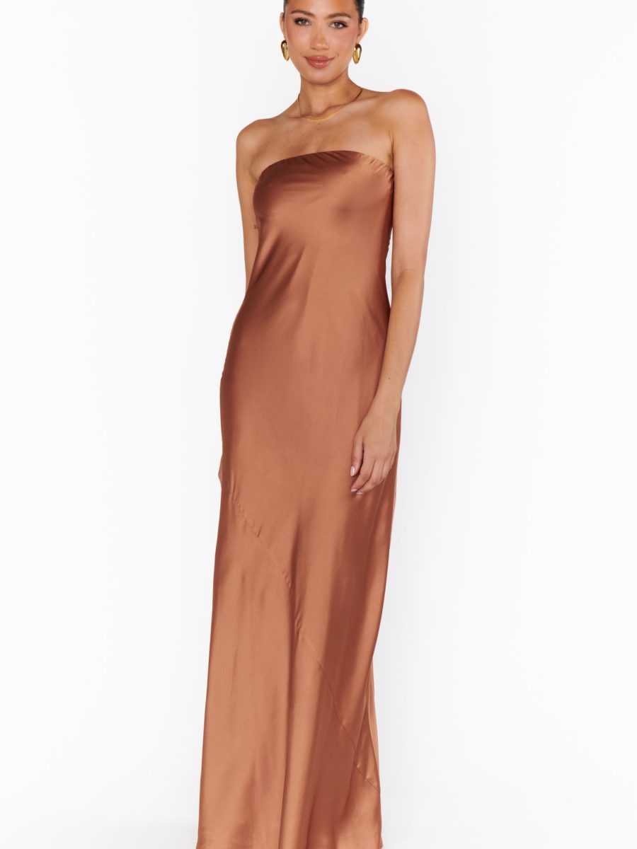 Taylor Tube Maxi Dress ~ Copper Luxe Satin