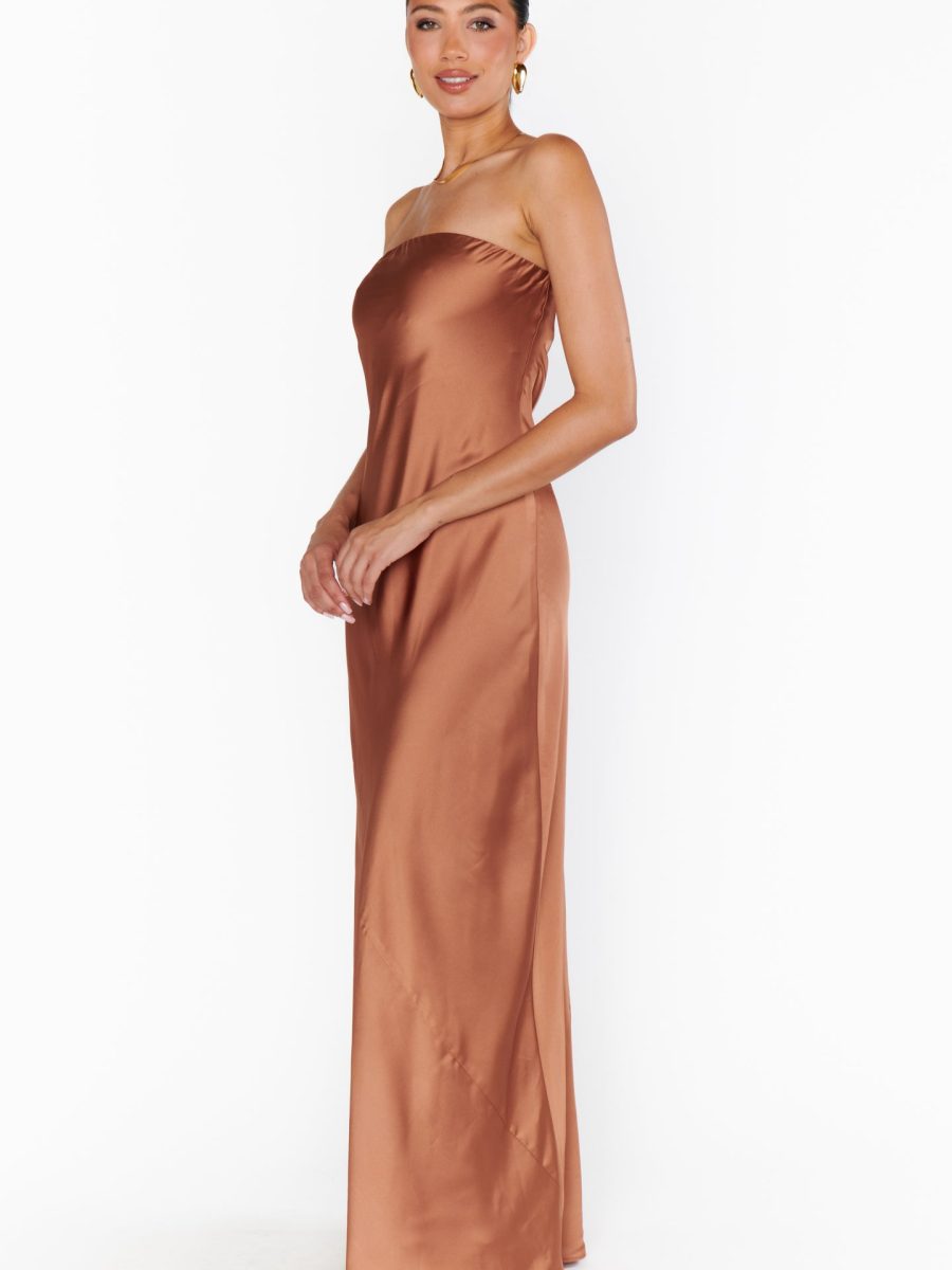 Taylor Tube Maxi Dress ~ Copper Luxe Satin