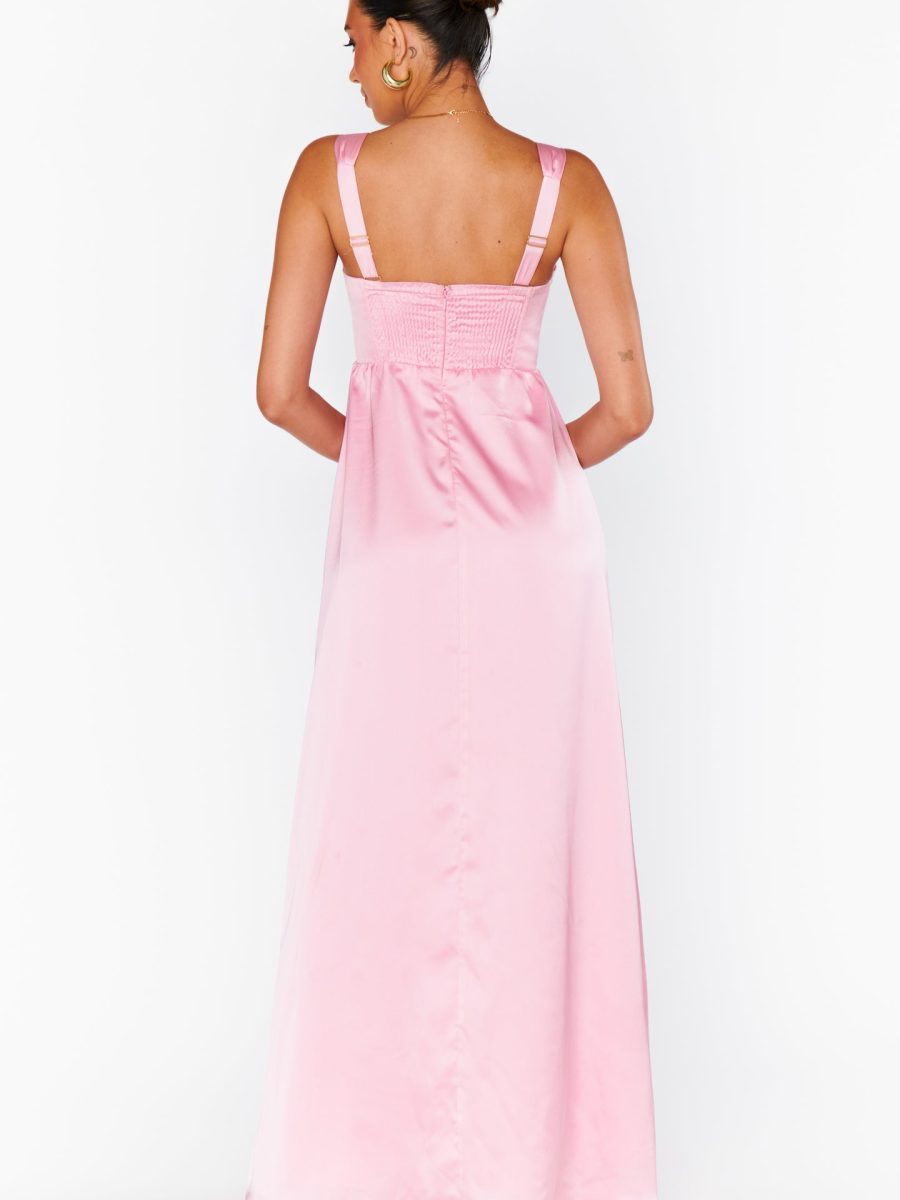 Nina Maxi Dress ~ Light Pink Luxe Satin