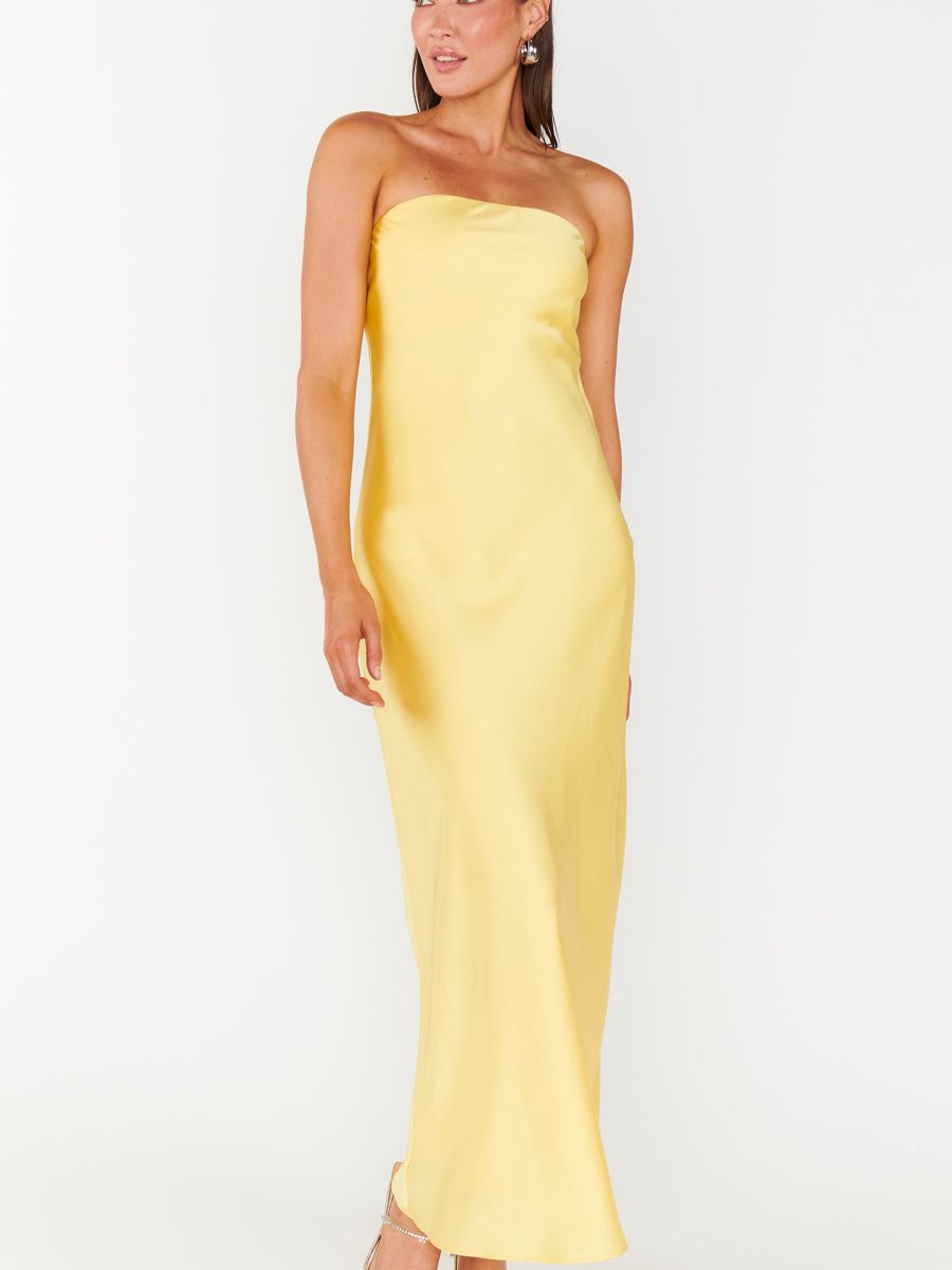 Taylor Tube Dress ~ Yellow Luxe Satin