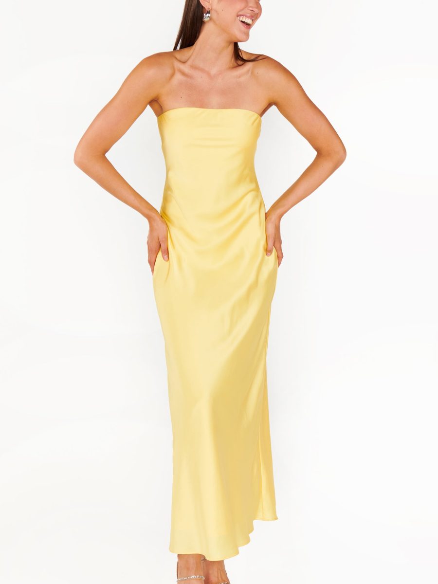 Taylor Tube Dress ~ Yellow Luxe Satin