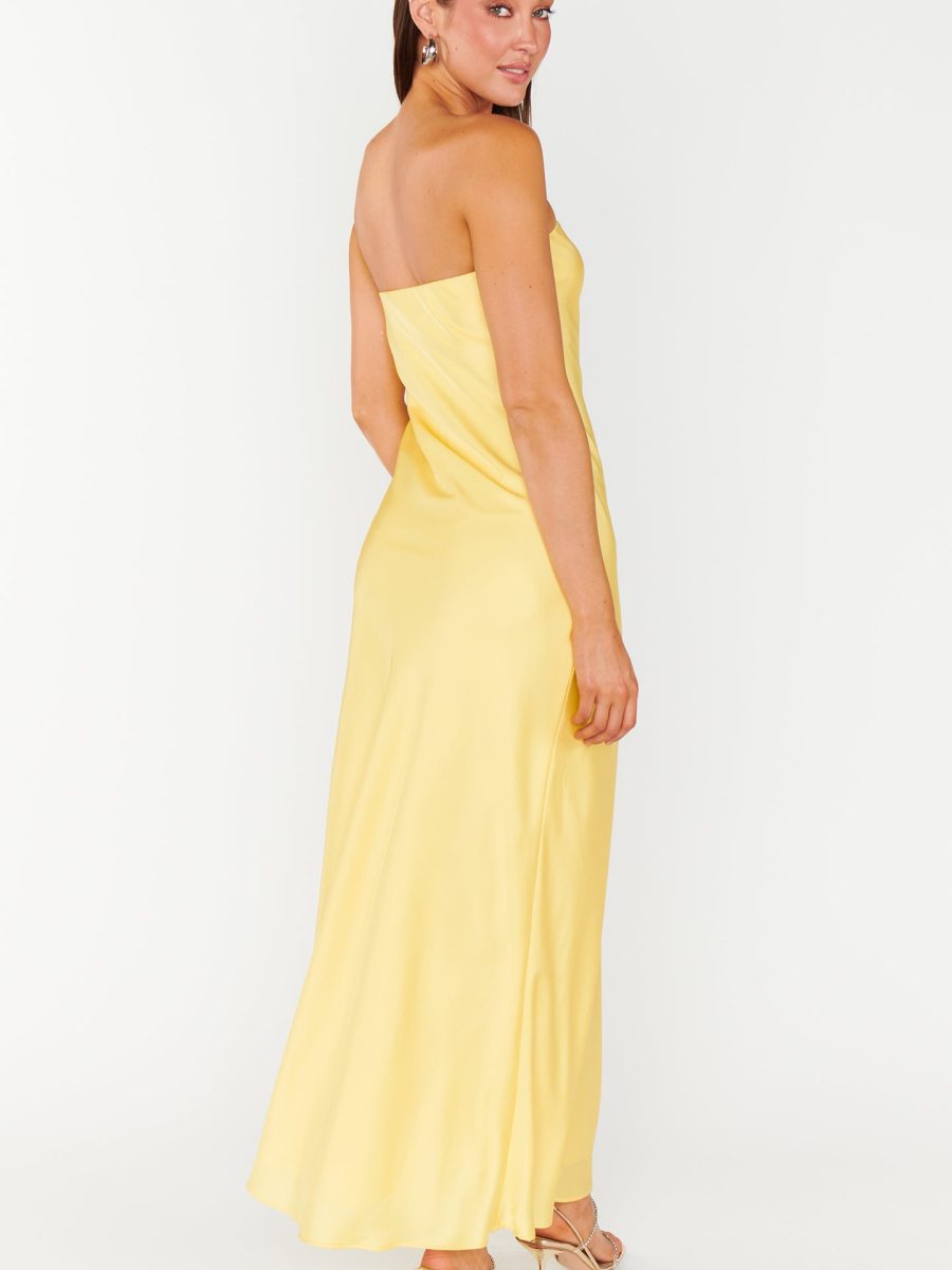 Taylor Tube Dress ~ Yellow Luxe Satin
