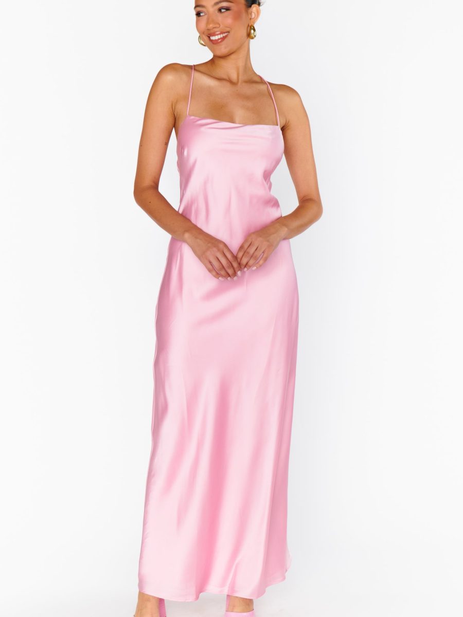 Dani Slip Dress ~ Light Pink Luxe Satin