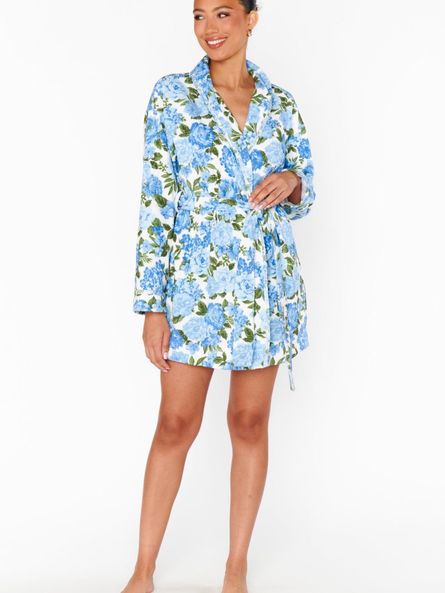 Freshen Up Robe ~ Cottage Floral Blue Terry