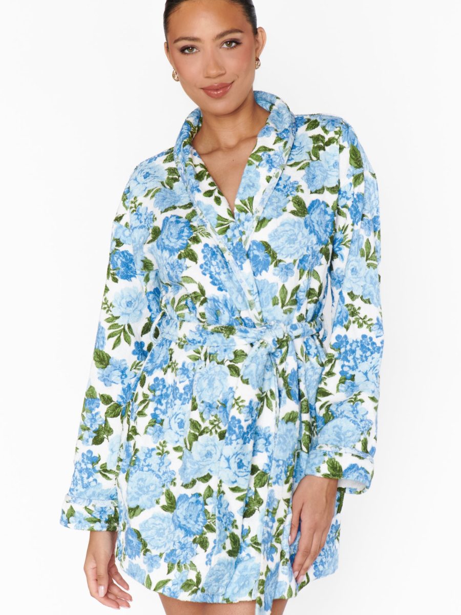 Freshen Up Robe ~ Cottage Floral Blue Terry