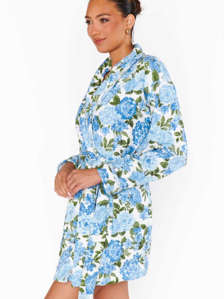 Freshen Up Robe ~ Cottage Floral Blue Terry
