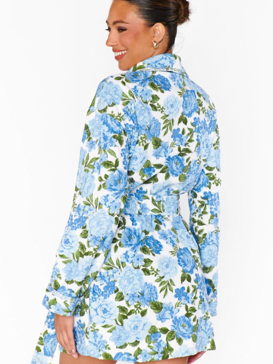 Freshen Up Robe ~ Cottage Floral Blue Terry