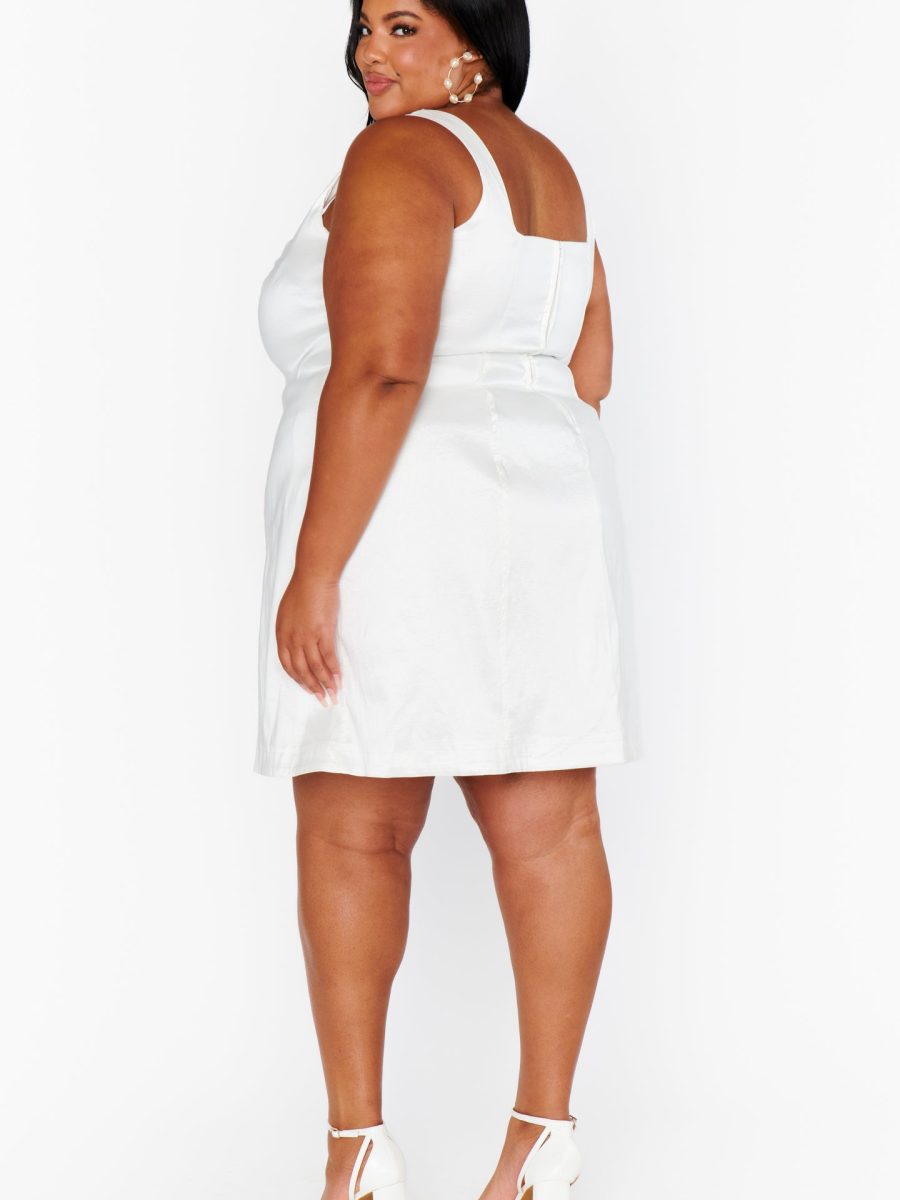 Camille Mini Dress ~ White Taffeta