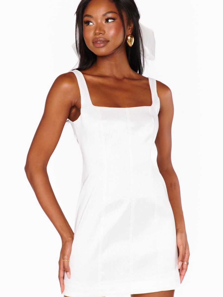 Camille Mini Dress ~ White Taffeta