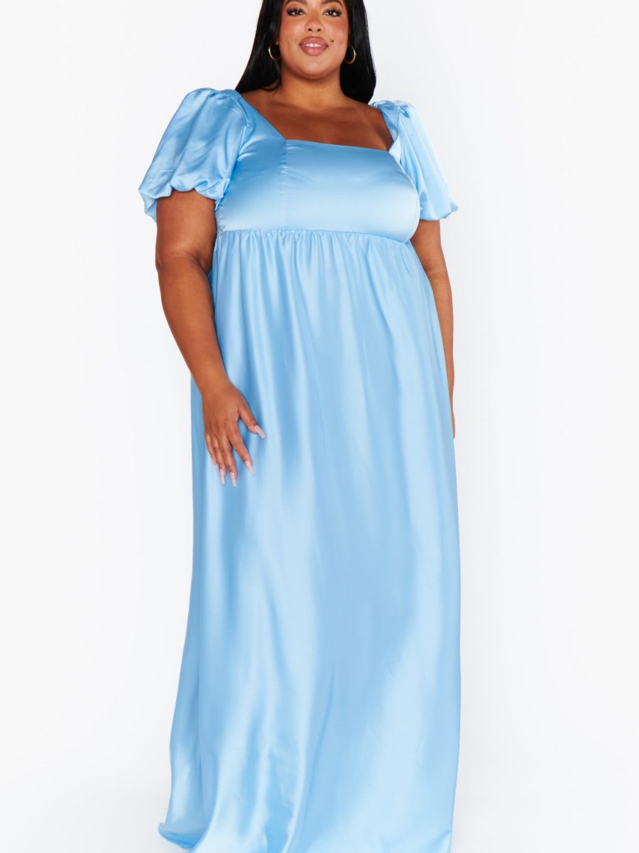 Nora Maxi Dress ~ Baby Blue Luxe Satin