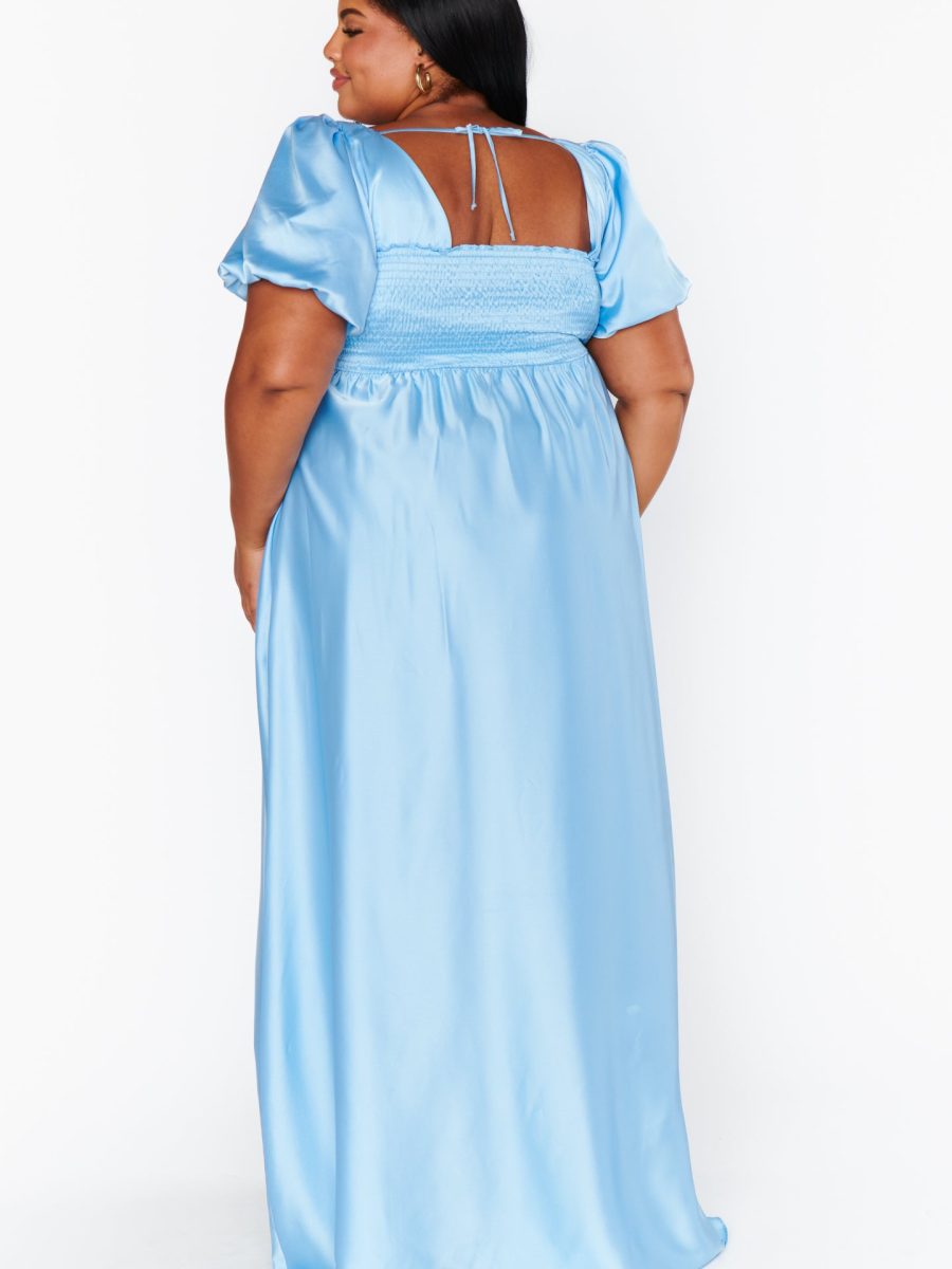 Nora Maxi Dress ~ Baby Blue Luxe Satin