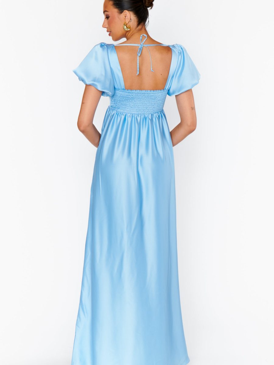Nora Maxi Dress ~ Baby Blue Luxe Satin