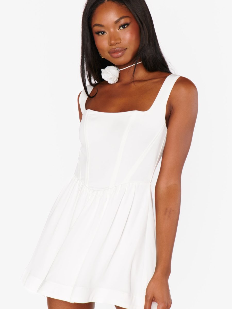 Nina Skort Dress ~ White Silky Crepe