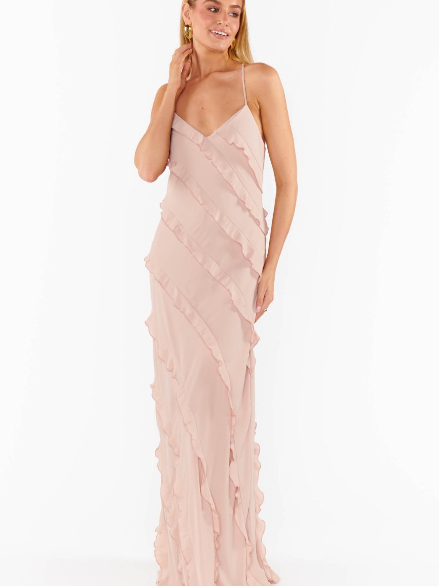 Romance Ruffle Dress ~ Dusty Blush Crisp