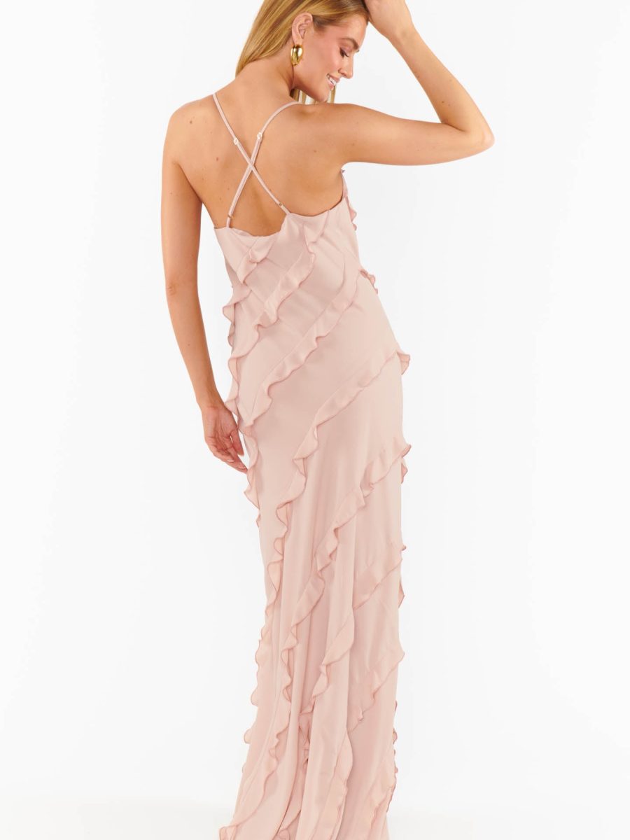 Romance Ruffle Dress ~ Dusty Blush Crisp