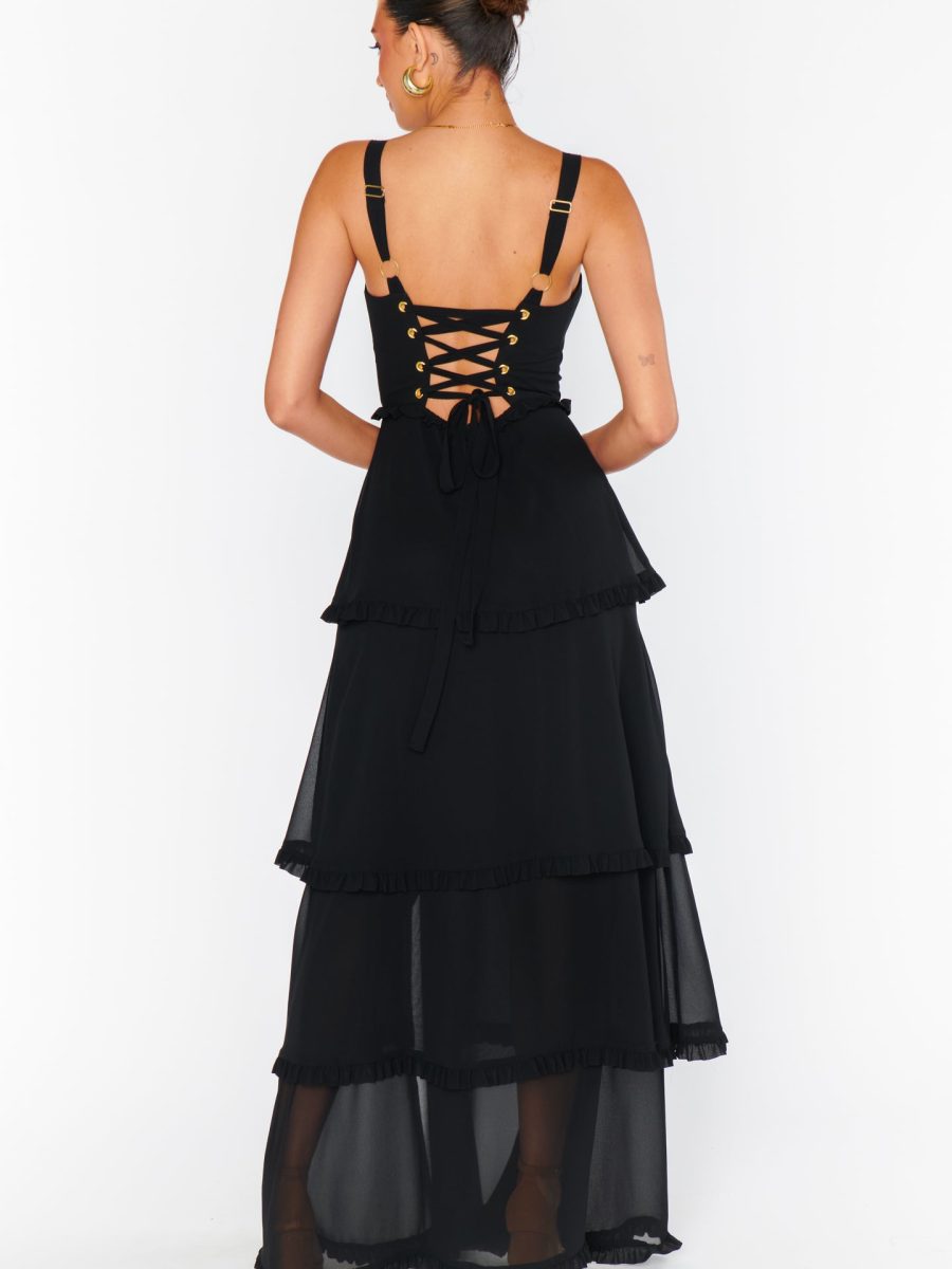 Lady Corset Dress ~ Black Chiffon