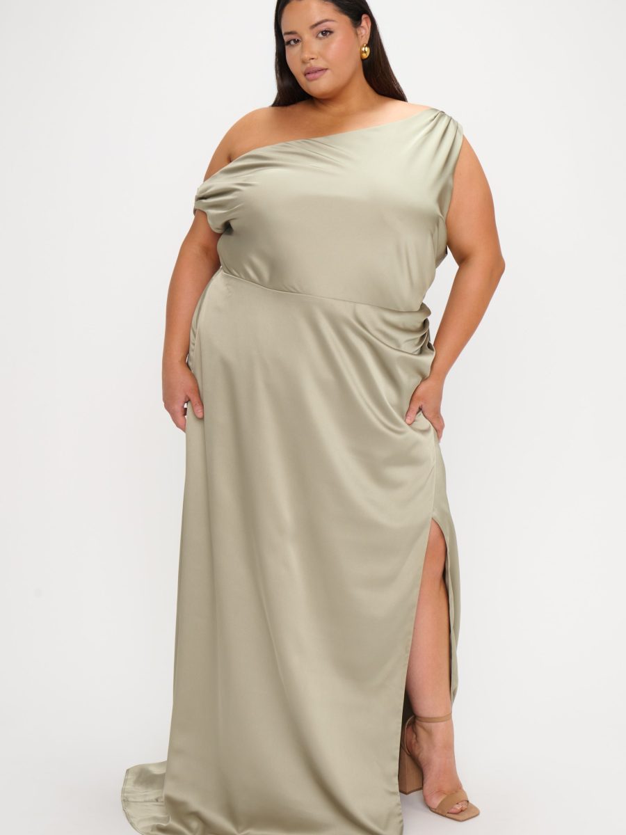 Jodie Dress ~ Moss Green Luxe Satin