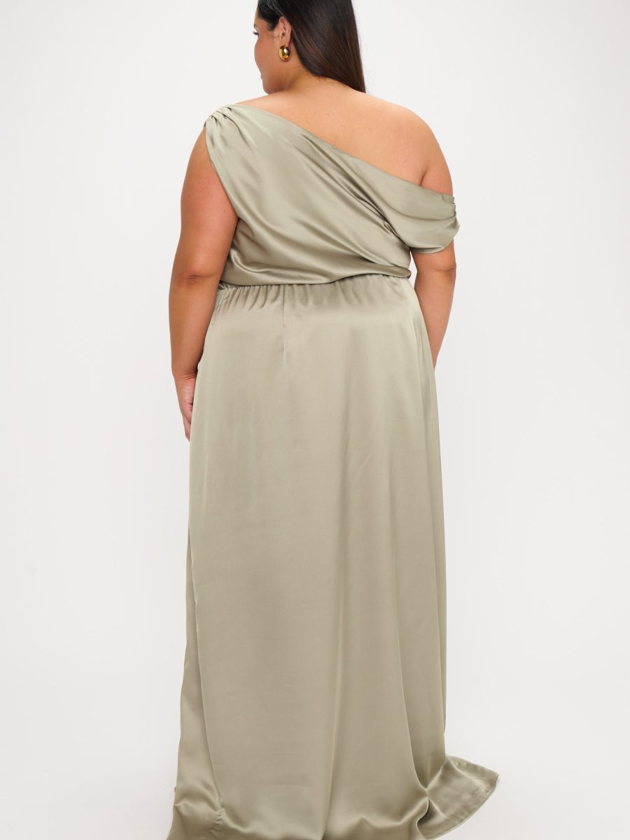 Jodie Dress ~ Moss Green Luxe Satin