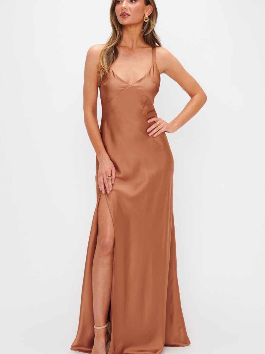 Anderson Maxi Dress ~ Copper Luxe Satin