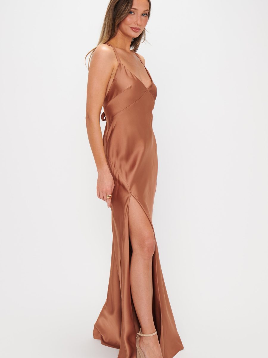Anderson Maxi Dress ~ Copper Luxe Satin