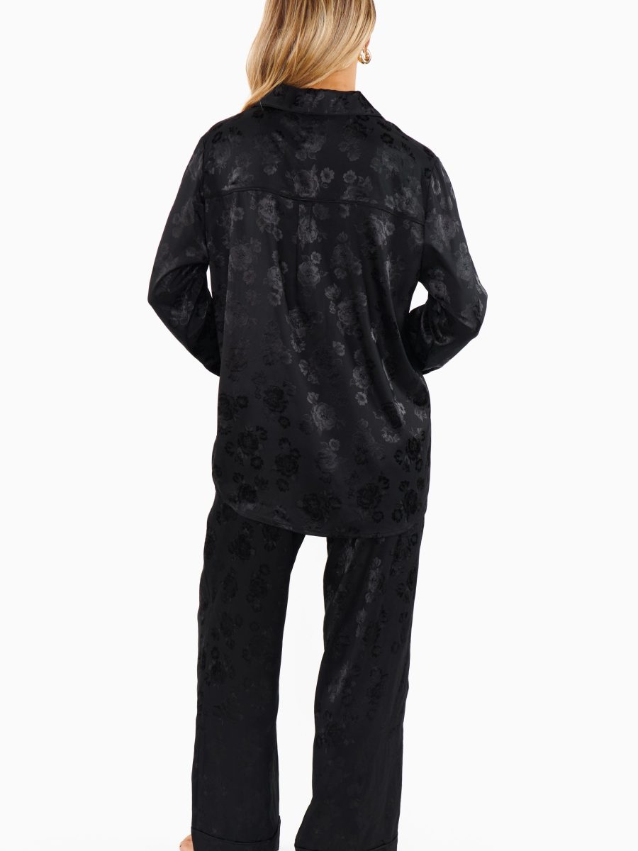 Classic Cropped PJ Set ~ Black Floral Silky