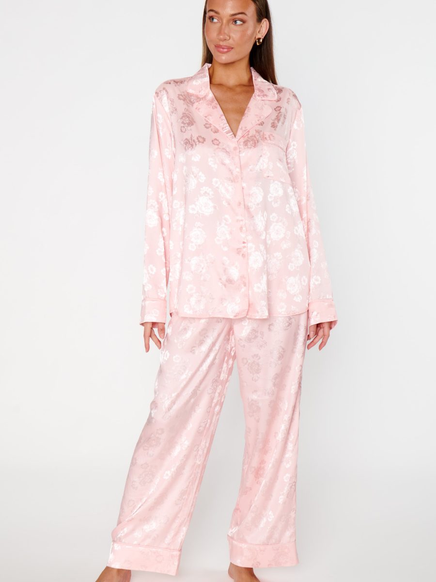Classic Cropped PJ Set ~ Pink Floral Silky