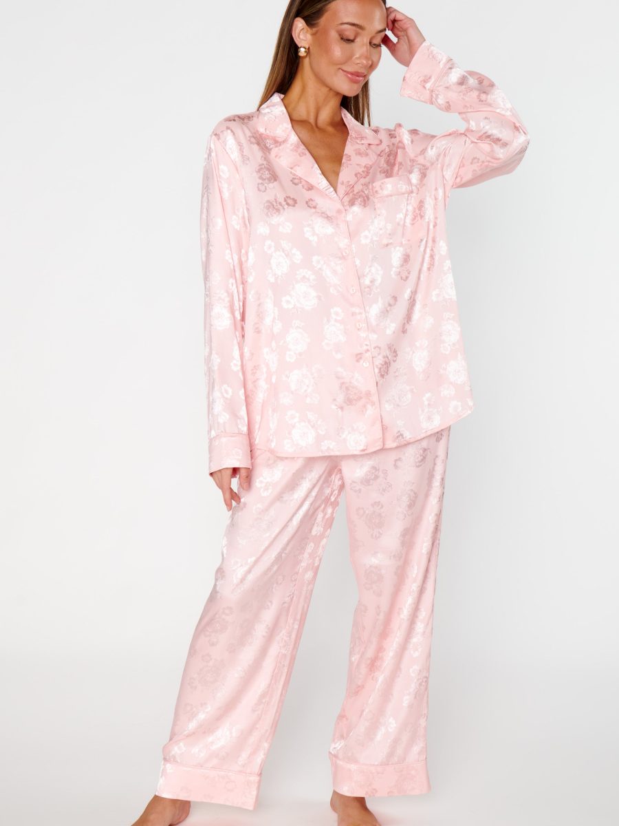 Classic Cropped PJ Set ~ Pink Floral Silky