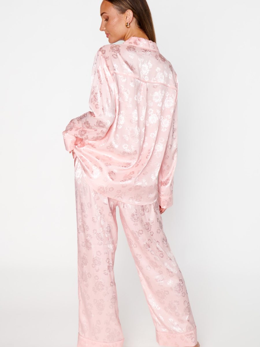 Classic Cropped PJ Set ~ Pink Floral Silky
