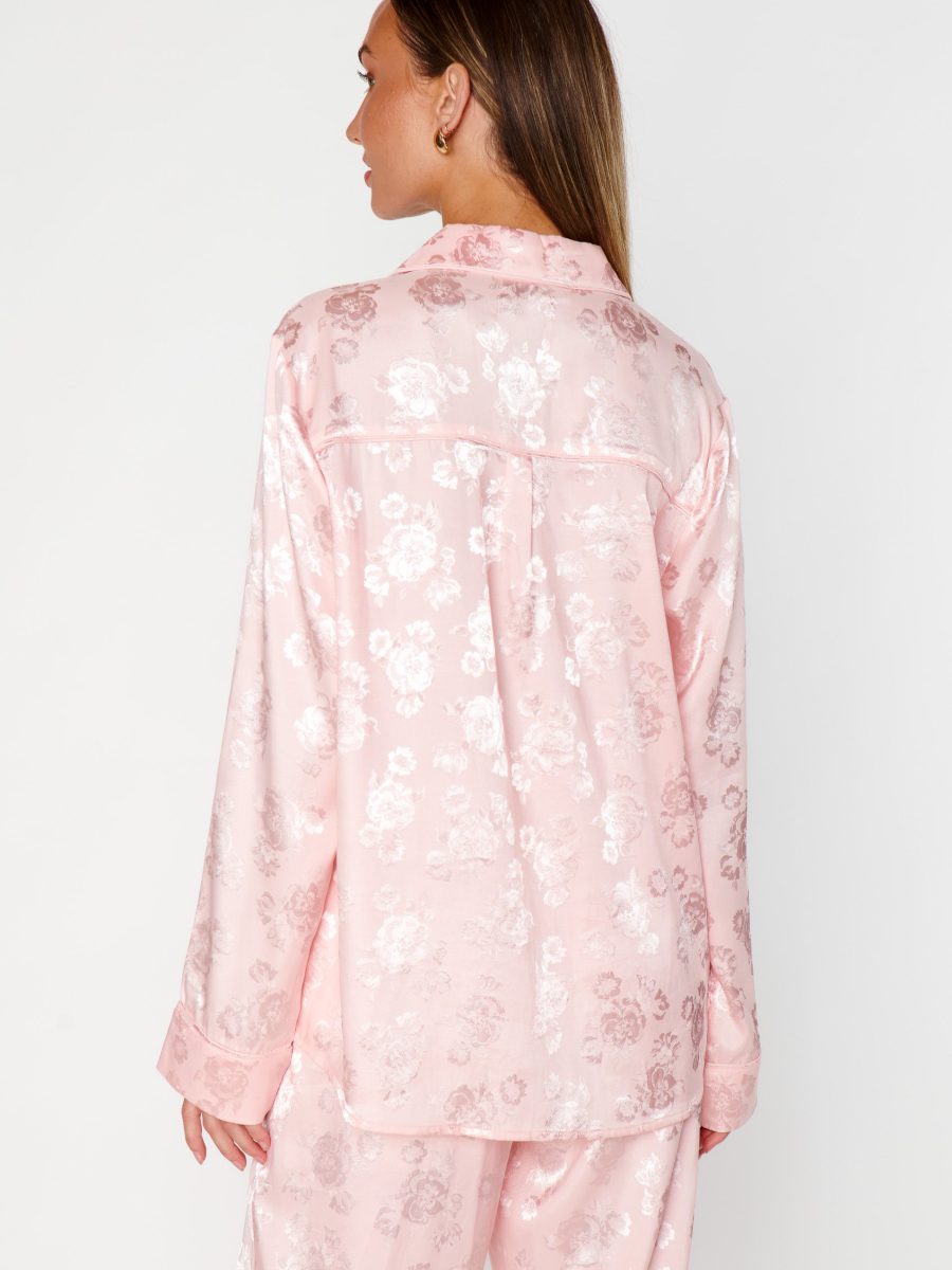 Classic Cropped PJ Set ~ Pink Floral Silky