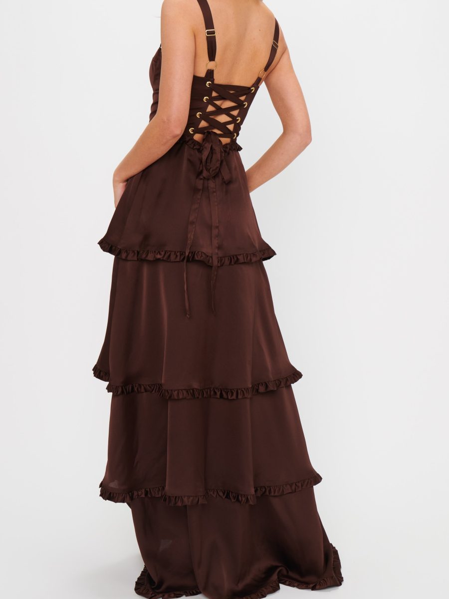 Lady Corset Dress ~ Chocolate Luxe Satin