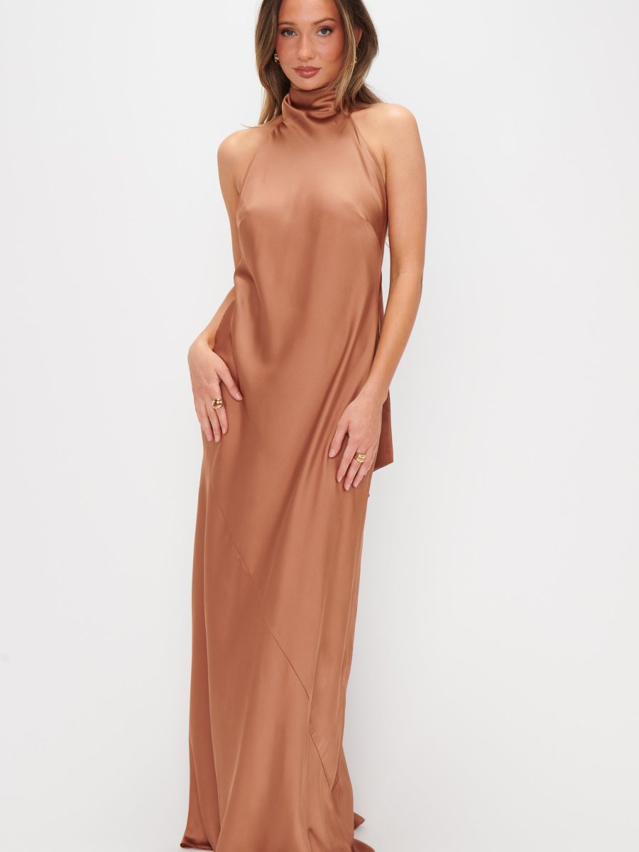 Lisa Maxi Dress ~ Copper Luxe Satin