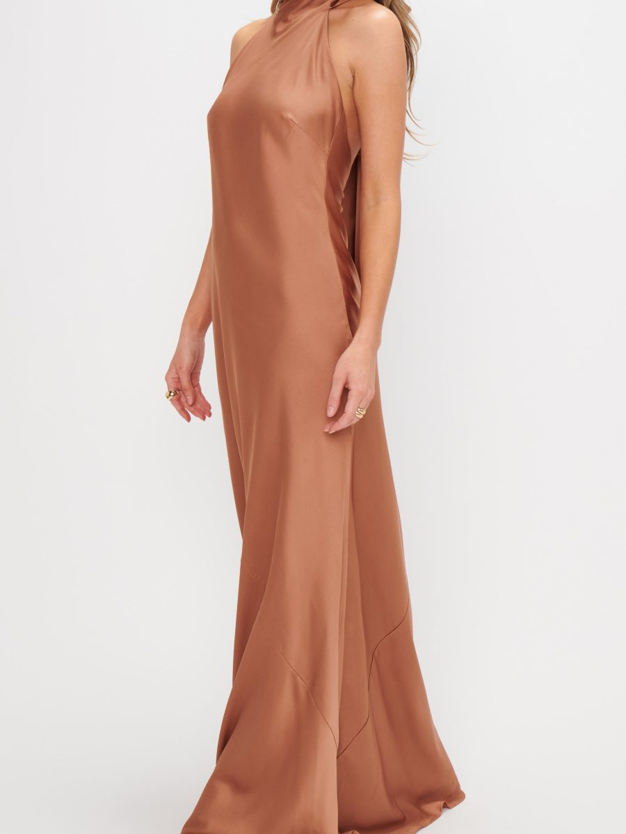 Lisa Maxi Dress ~ Copper Luxe Satin