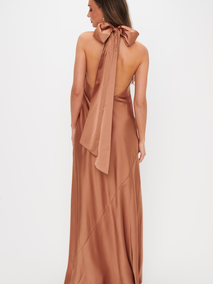 Lisa Maxi Dress ~ Copper Luxe Satin