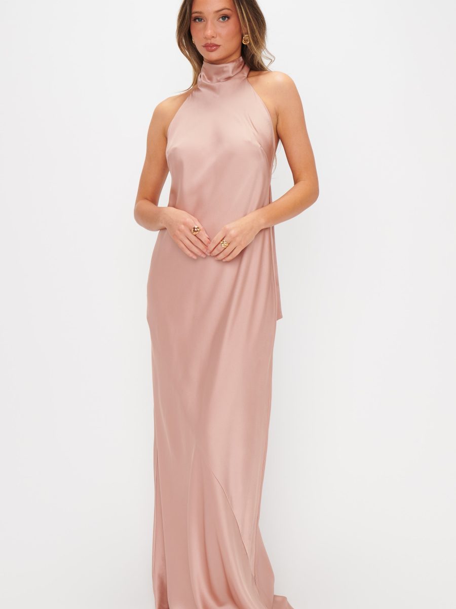 Lisa Maxi Dress ~ Rose Gold Luxe Satin