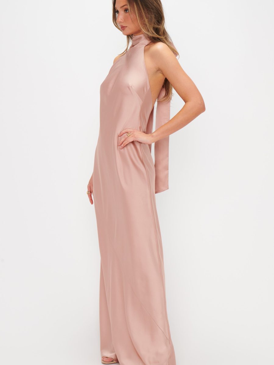 Lisa Maxi Dress ~ Rose Gold Luxe Satin