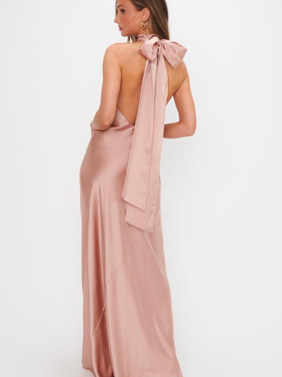 Lisa Maxi Dress ~ Rose Gold Luxe Satin