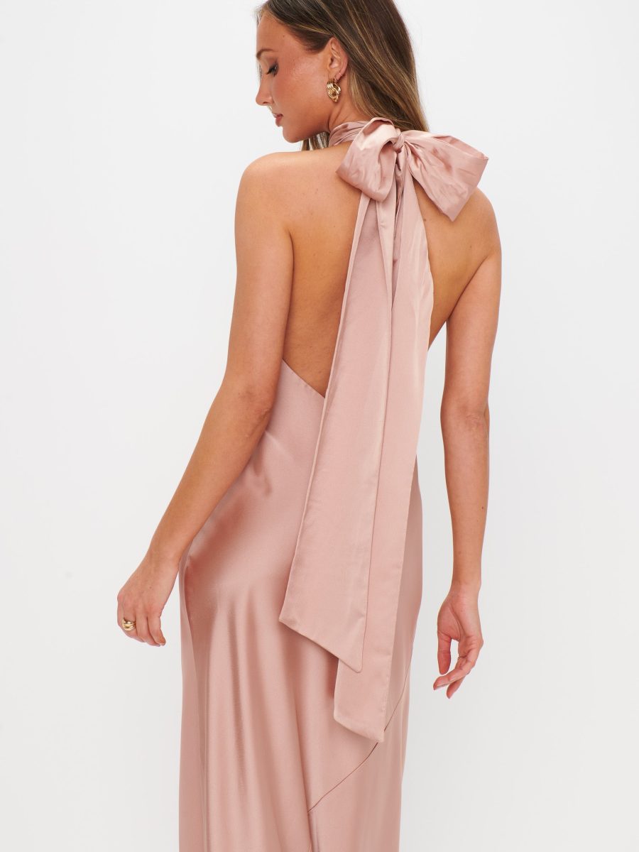 Lisa Maxi Dress ~ Rose Gold Luxe Satin