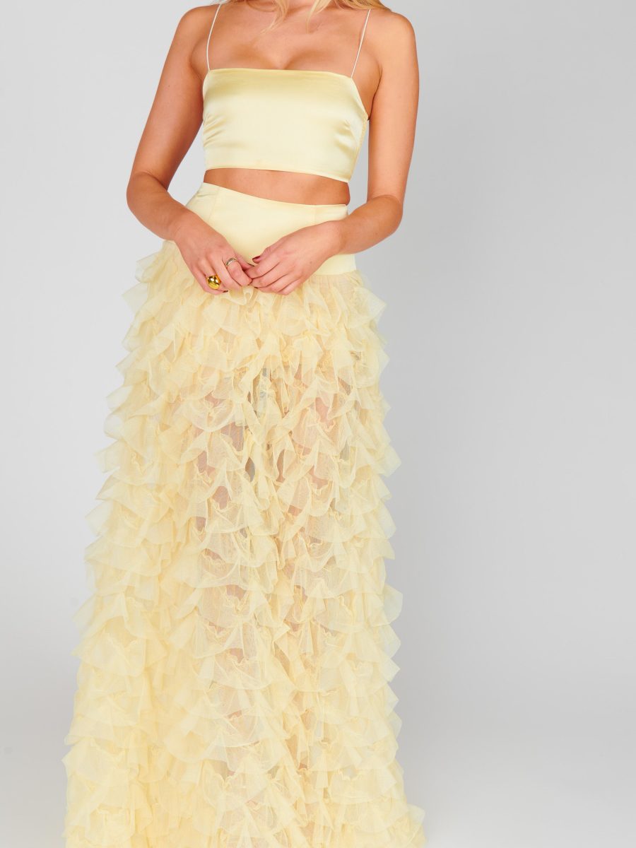 Meet Me at Midnight Skirt ~ Pale Yellow Ruffle Tulle