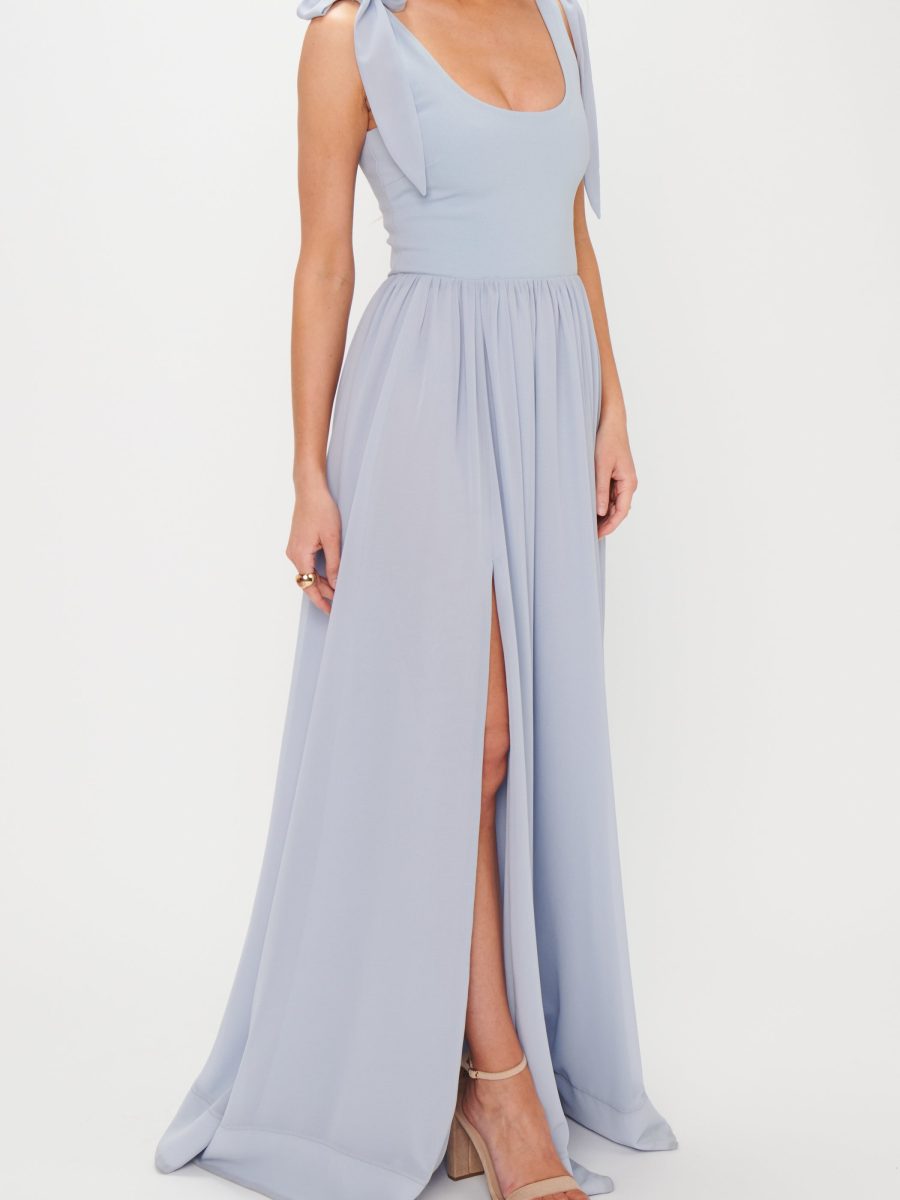 Harper Maxi Dress ~ Steel Blue Chiffon