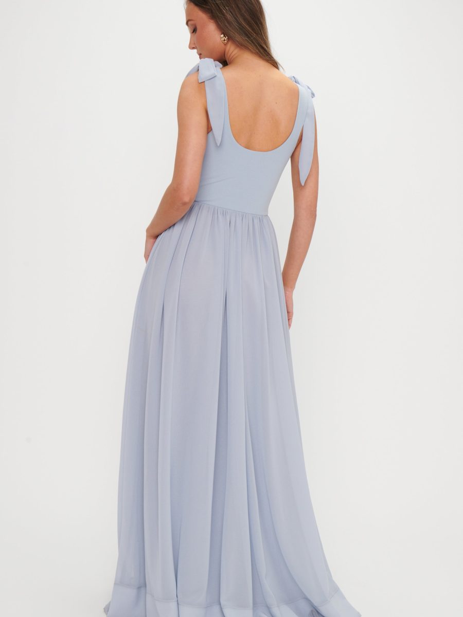 Harper Maxi Dress ~ Steel Blue Chiffon