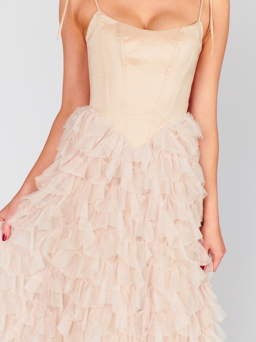 Francesca Maxi Dress ~ Champagne Tulle Ruffle