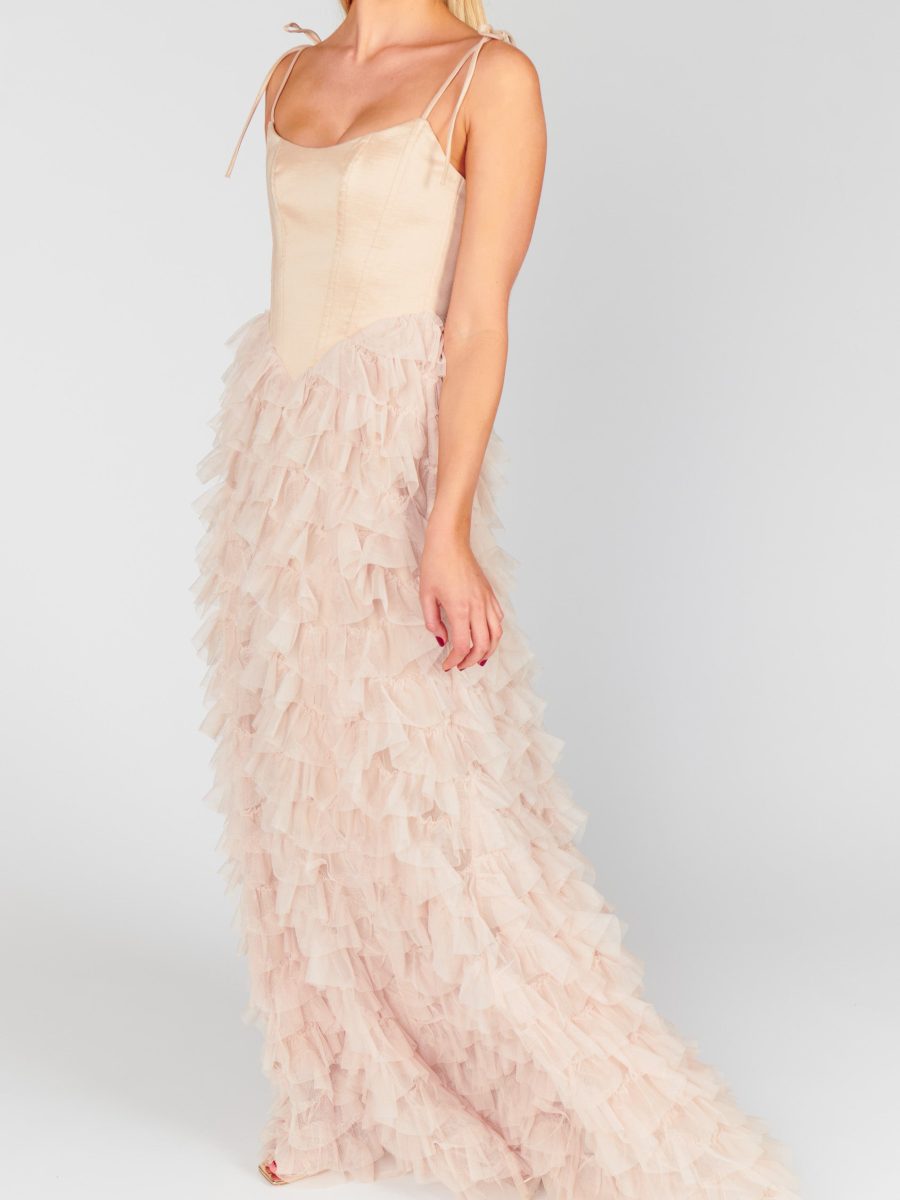 Francesca Maxi Dress ~ Champagne Tulle Ruffle