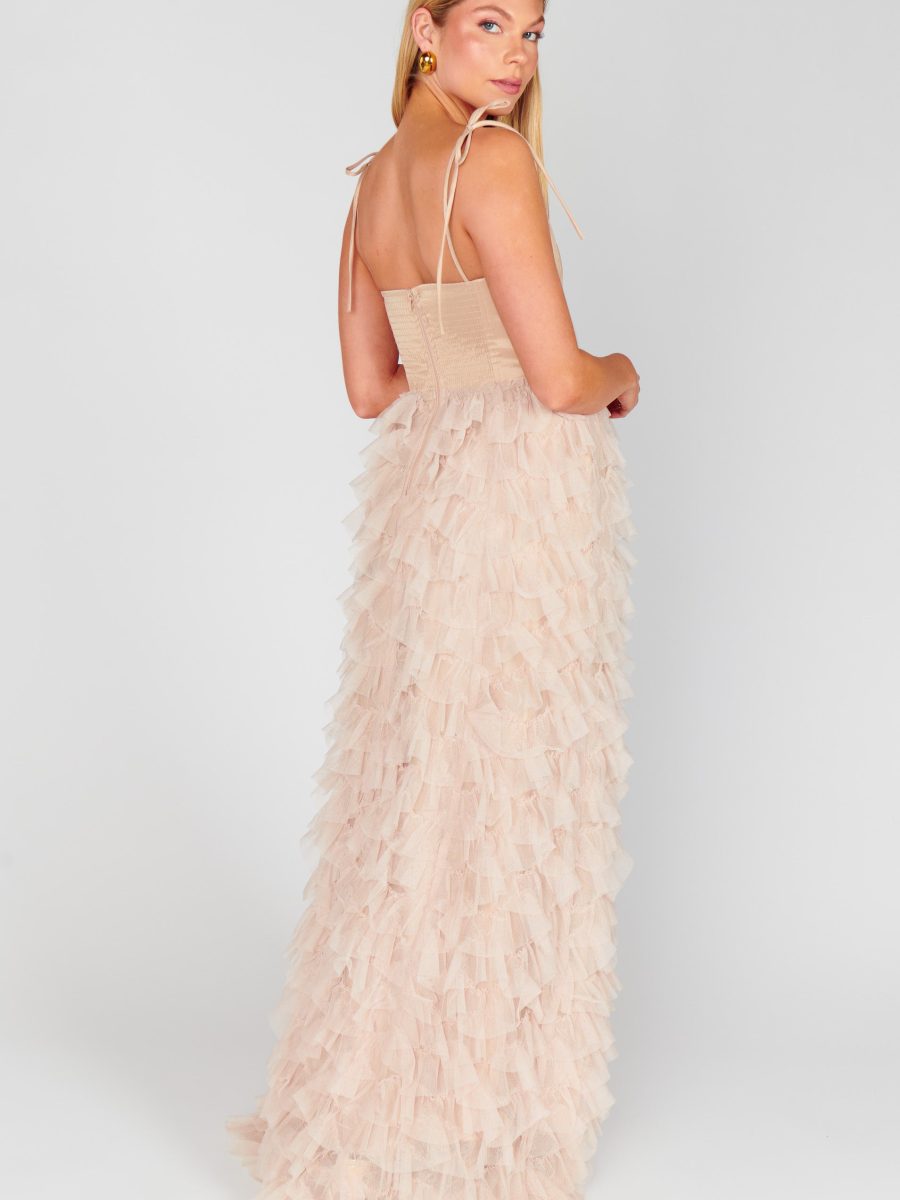 Francesca Maxi Dress ~ Champagne Tulle Ruffle