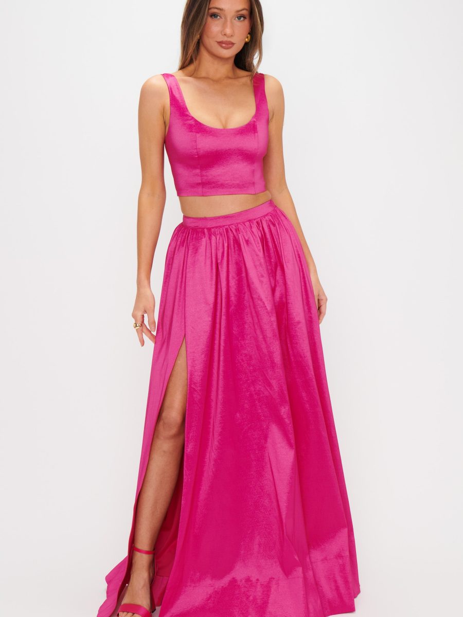 Vivianna Maxi Skirt ~ Dragonfruit Taffeta