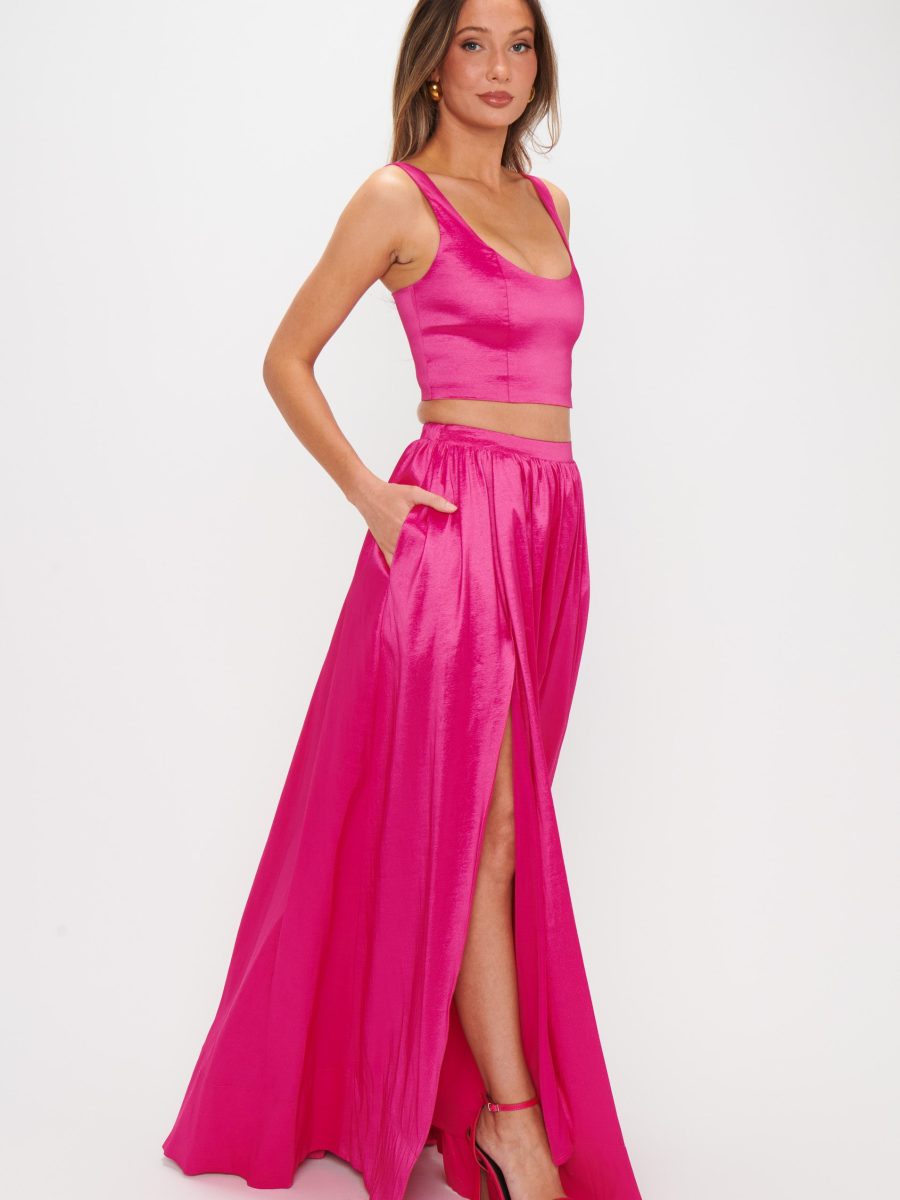 Vivianna Maxi Skirt ~ Dragonfruit Taffeta